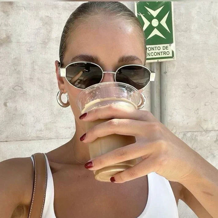 Oval-frametone METAL SUNGLASSESs