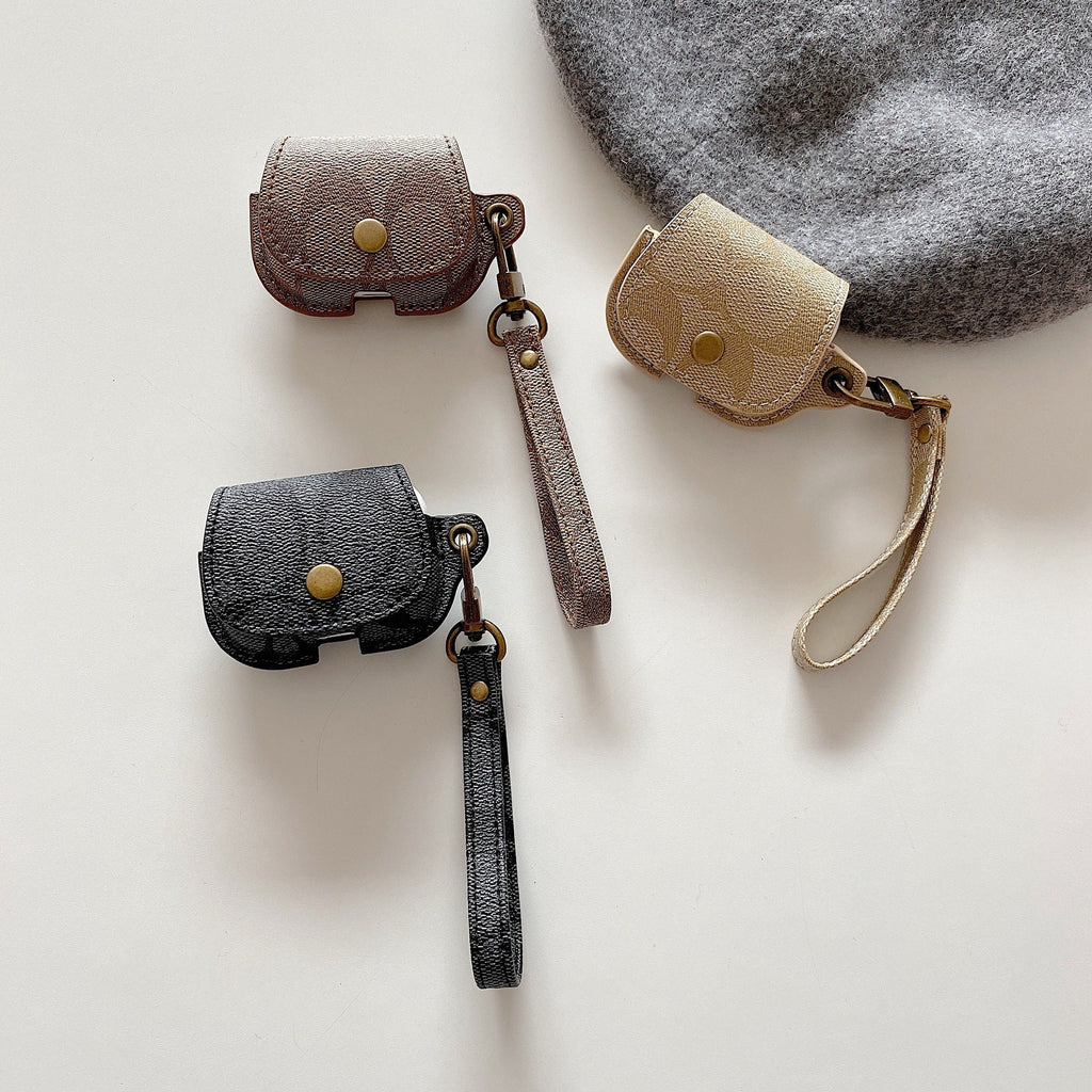 Leather Coach AirPods Pro Case Black-CC231215