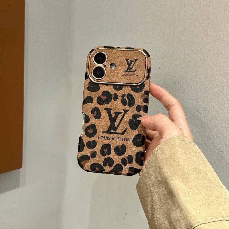 Lou Brown & Purple Color Leather iPhone Case