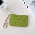 Colorful LV-Inspired Embossed Coin Pouch Collection with Chain Clips