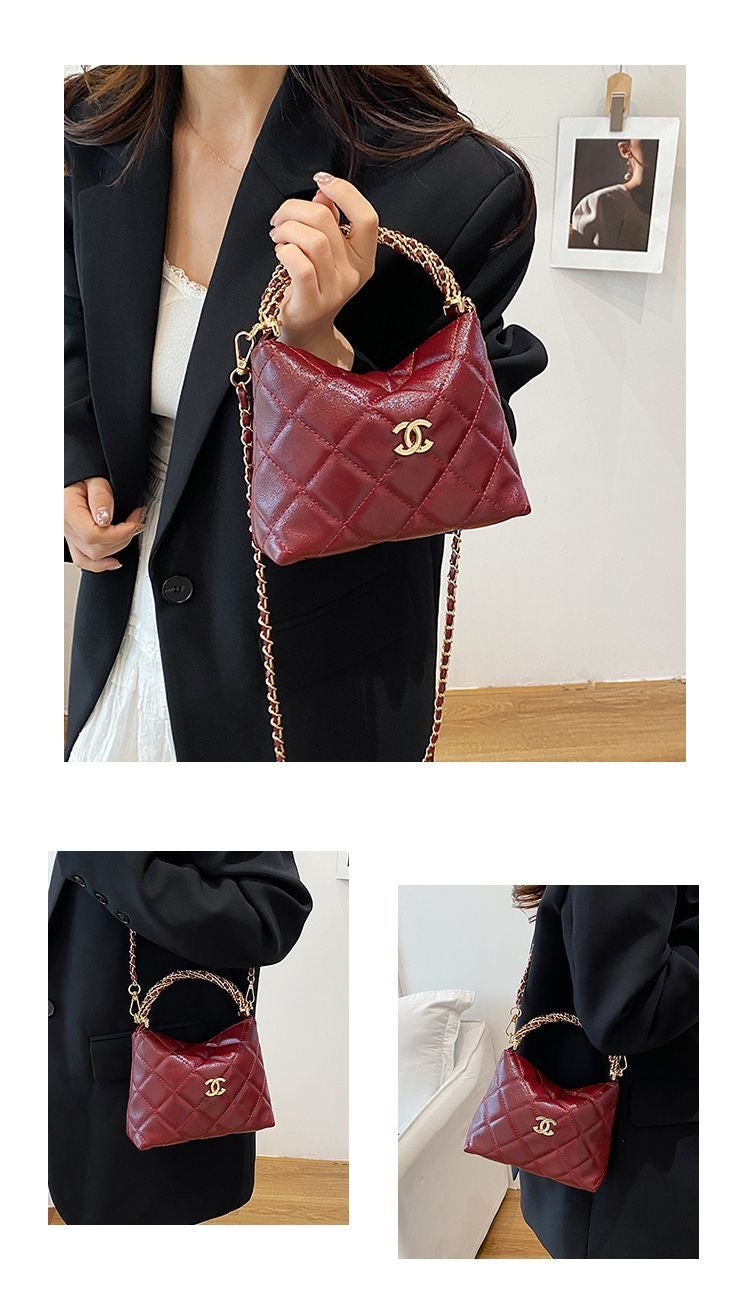 Quilted Chain Cloud Bag - Adjustable Strap Textured Crossbody-1