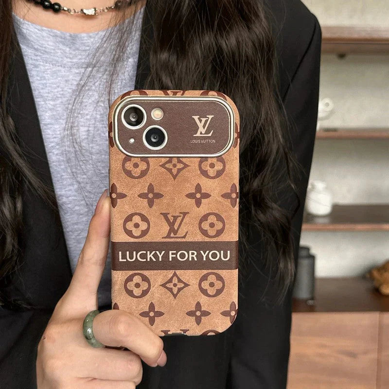 Lou Brown & Black Classic Leather iPhone Case