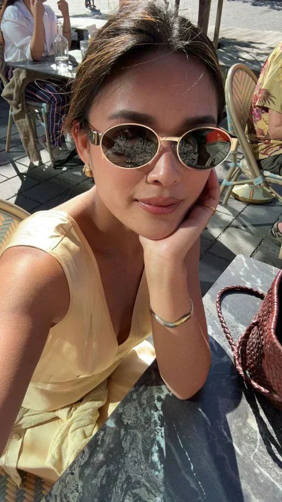 Oval-frametone METAL SUNGLASSESs