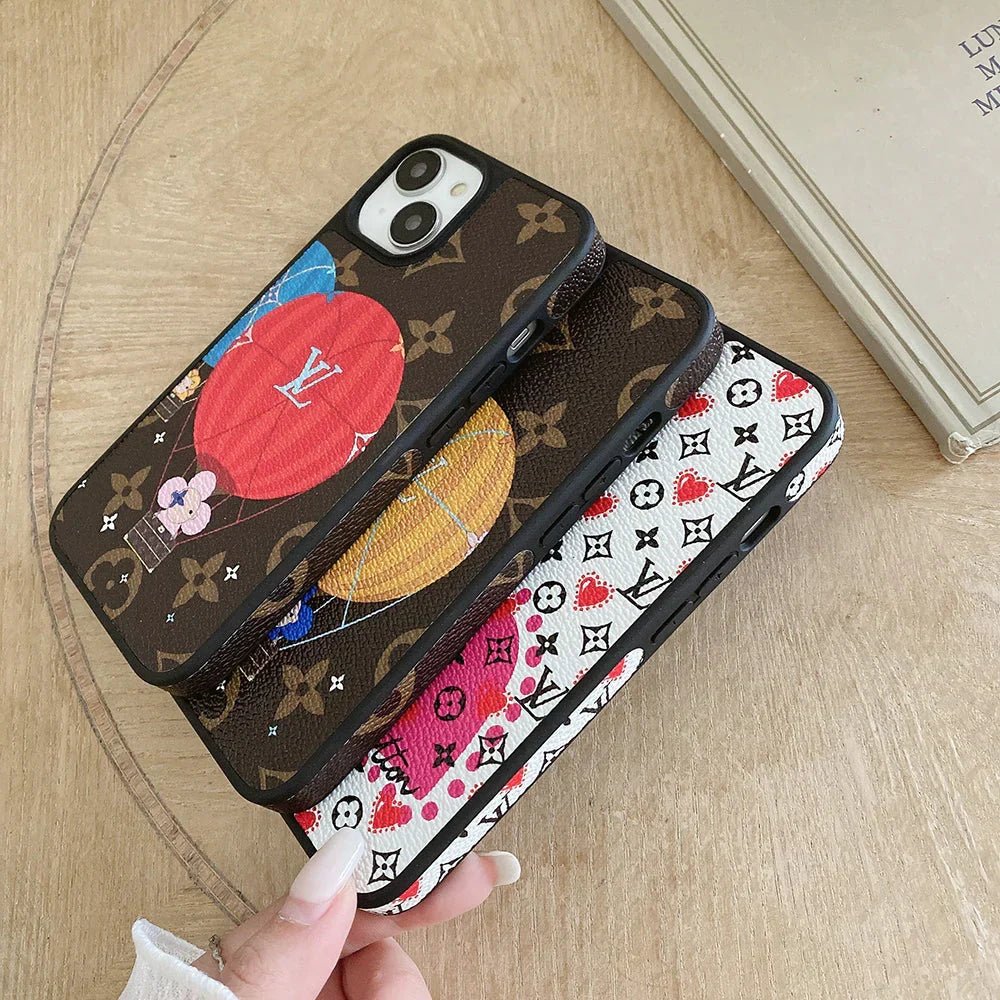 Lou Balloon & Heart Leather iPhone Case