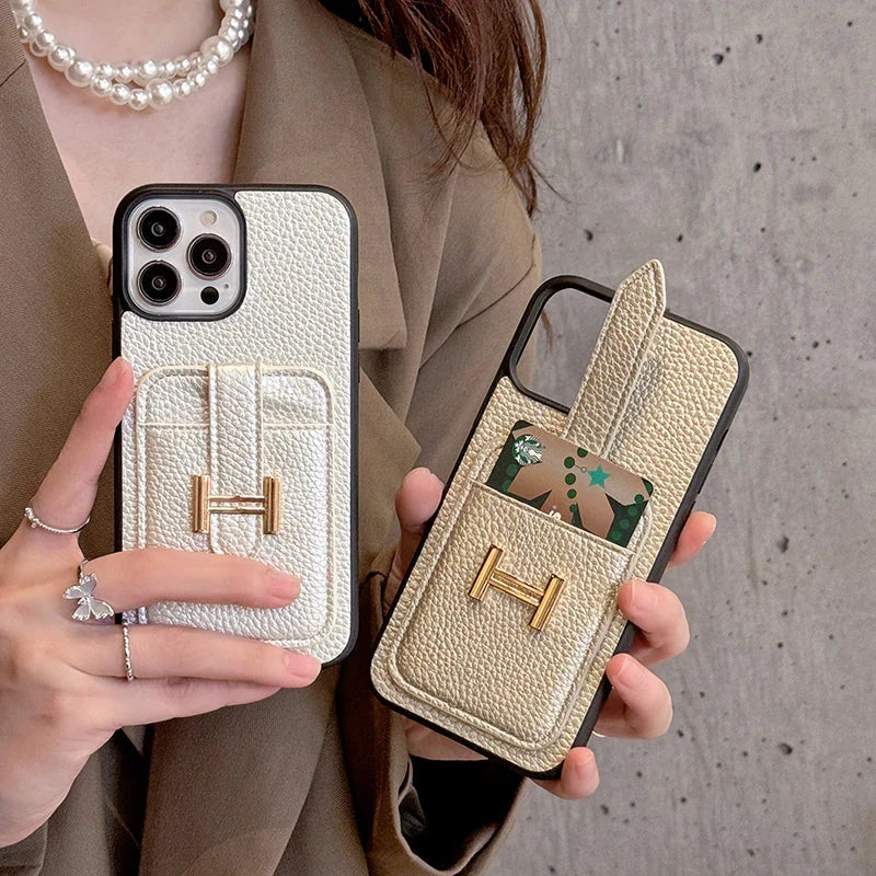 H Card Holder Leather iPhone Case