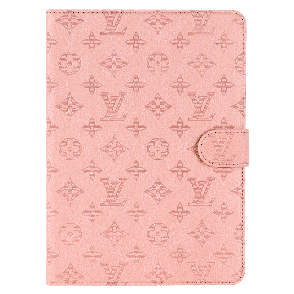 3D Embossed Canvas Monogram Holster Apple iPad Flip Cover With Stand Function