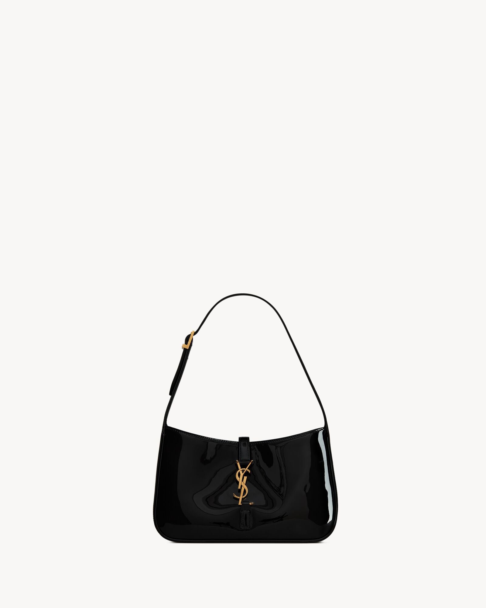 Saint Laurent Le 5 à 7 Patent Leather Hobo – Burgundy Elegance-1-2
