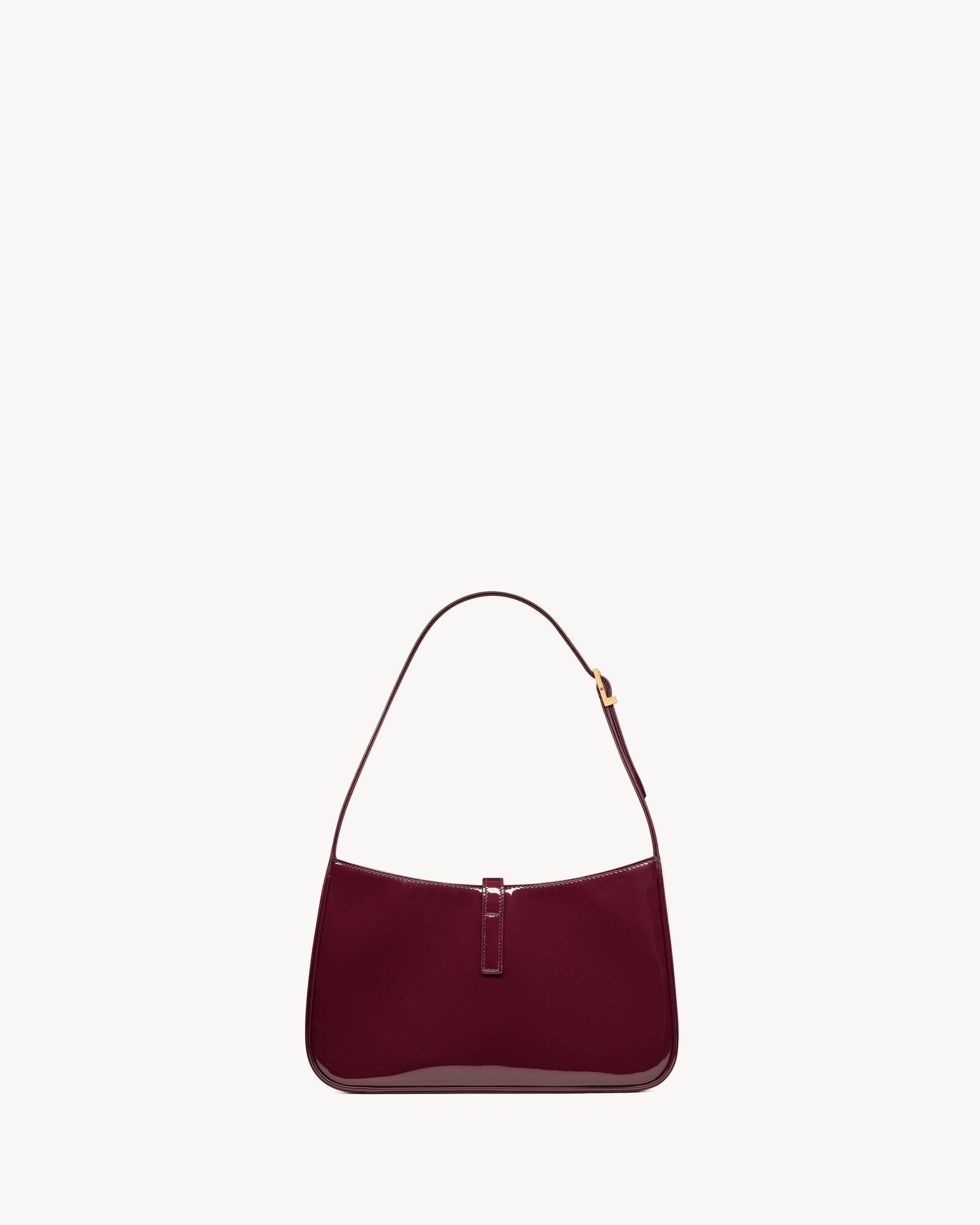 Saint Laurent Le 5 à 7 Patent Leather Hobo – Burgundy Elegance-1-2