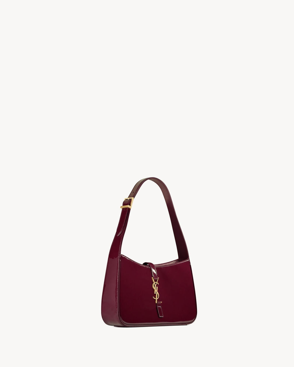 Saint Laurent Le 5 à 7 Patent Leather Hobo – Burgundy Elegance-1-2