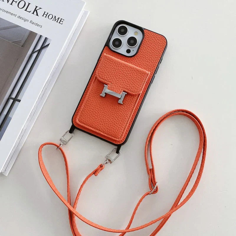 H Card Bag Leather Crossbody iPhone Case