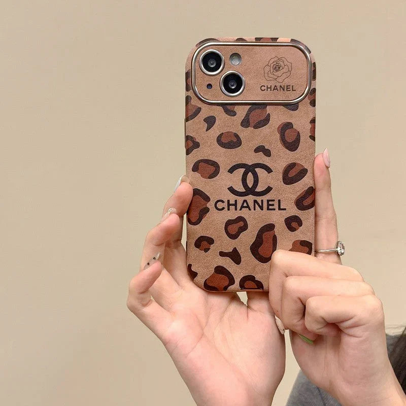 CC Brown Color Leather iPhone Case