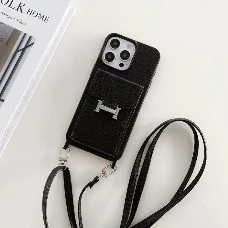 H Card Bag Leather Crossbody iPhone Case