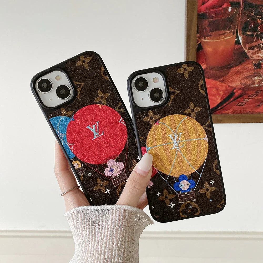 Lou Balloon & Heart Leather iPhone Case