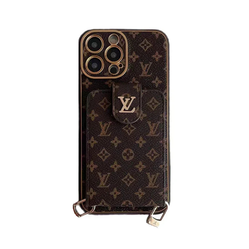 Advanced leather iPhone Case With Card Wallet And Strap