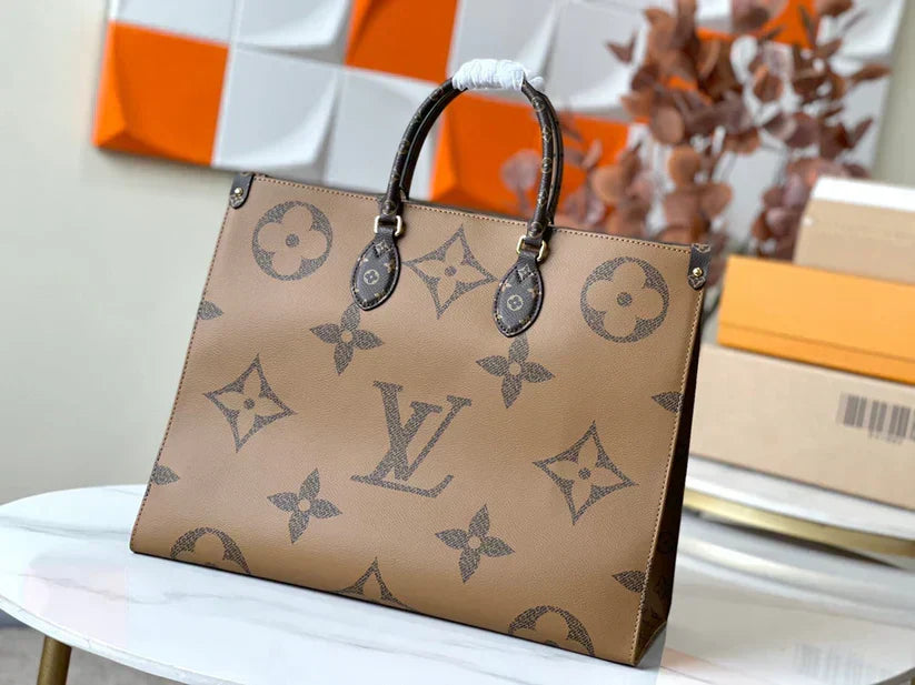 Luxe Monogram Leather Tote BagHandbag-1