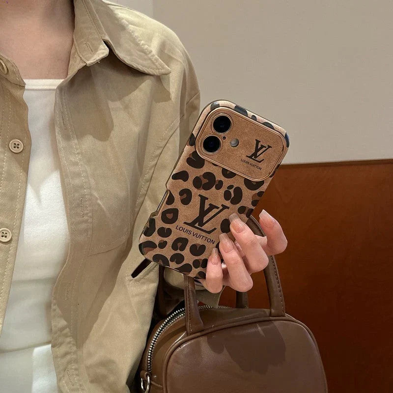 Lou Brown & Purple Color Leather iPhone Case