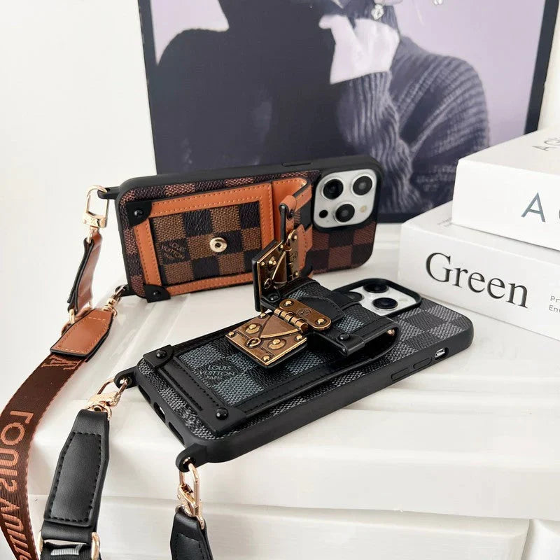 Lou Black & White Crossbody Chain iPhone Case
