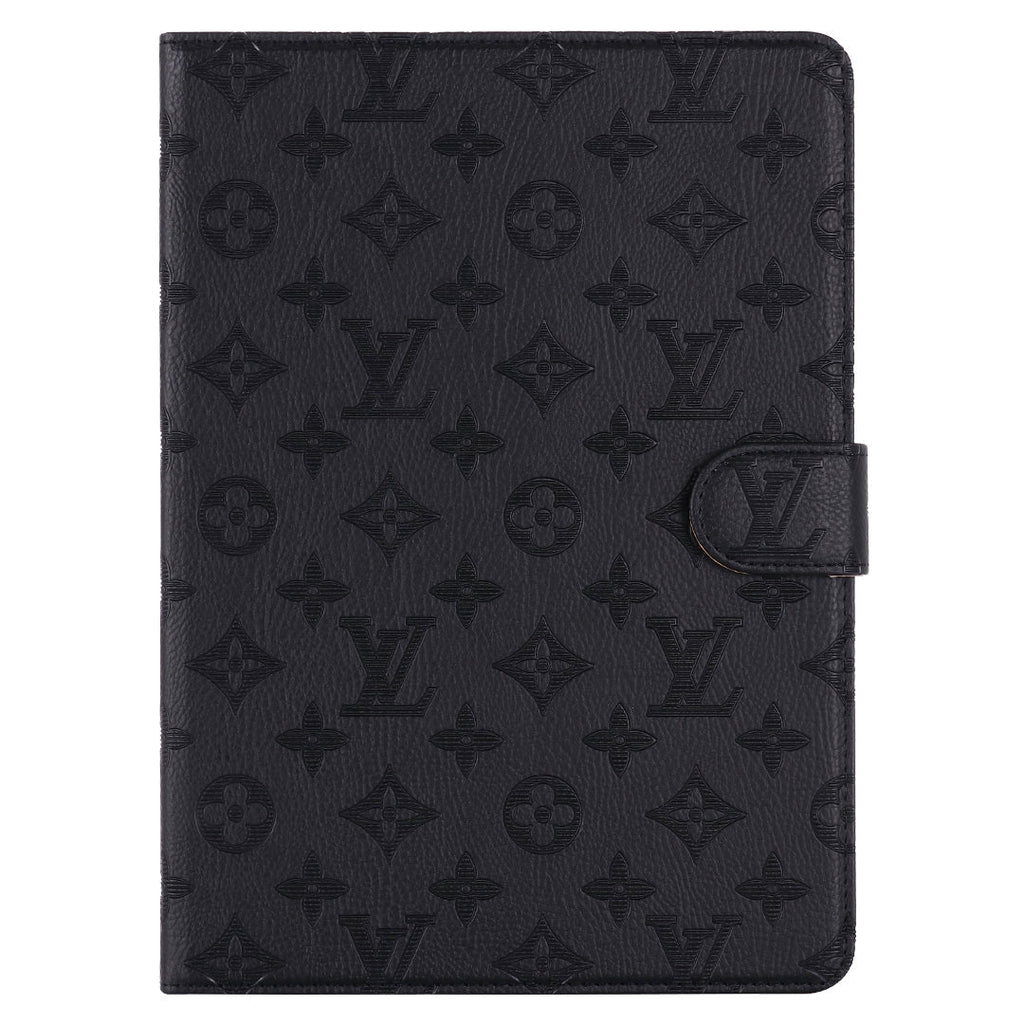 3D Embossed Canvas Monogram Holster Apple iPad Flip Cover With Stand Function