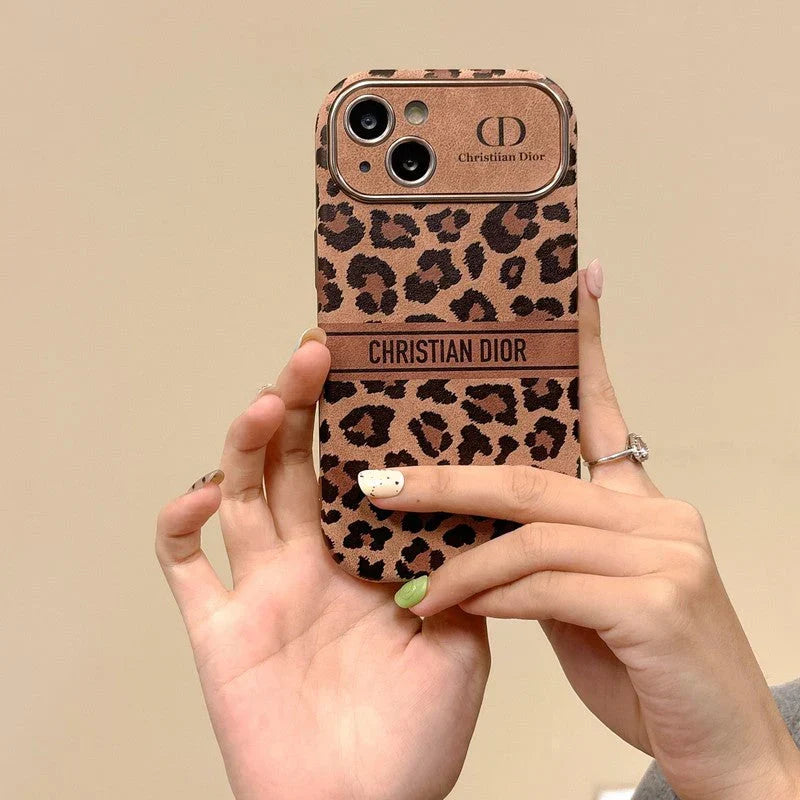 CD Brown Color Leather iPhone Case