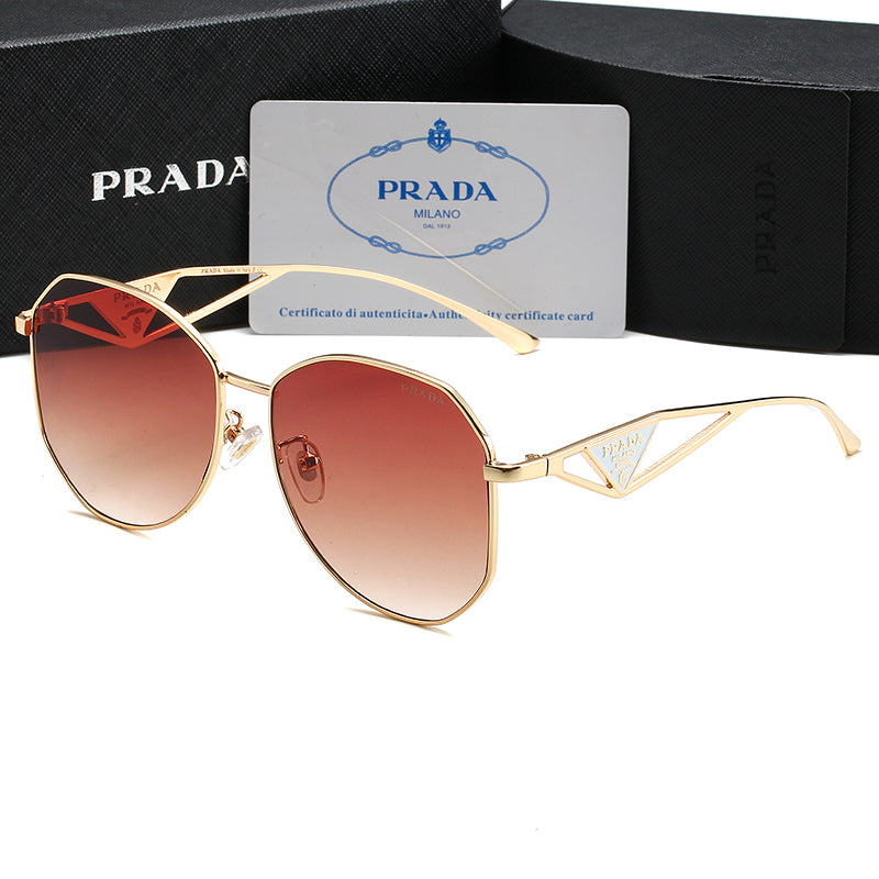 Unisex Triangle Logo Metal Sunglassess