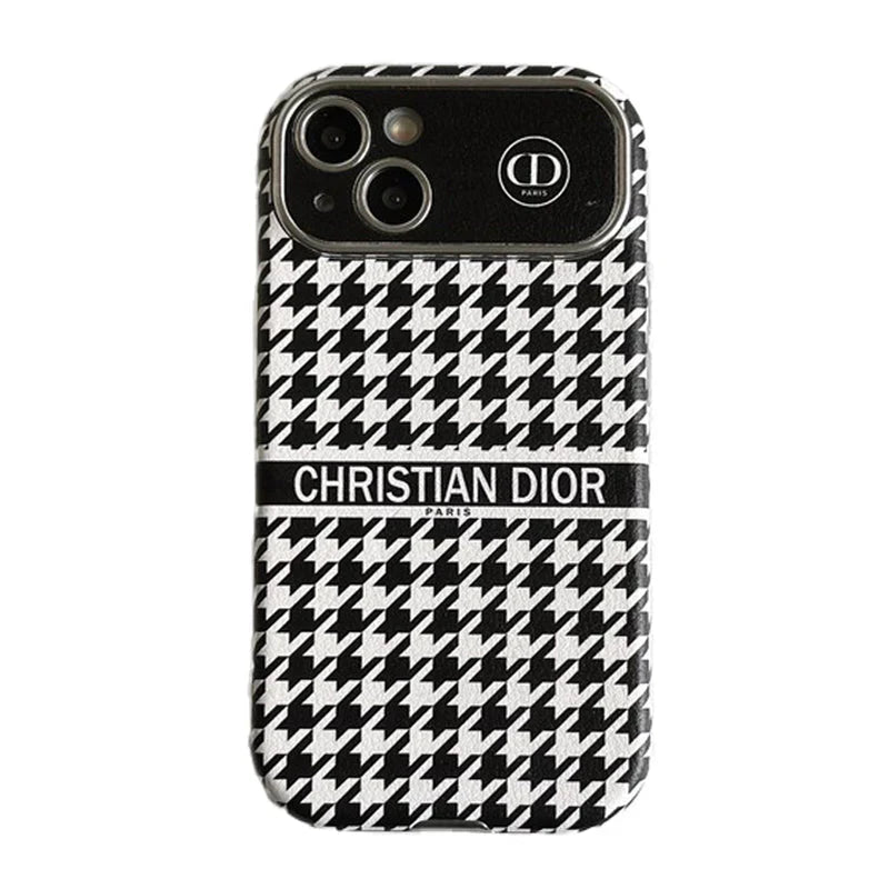 CD White & Brown Color Leather iPhone Case