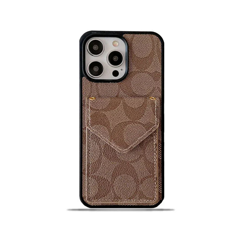 Coach iPhone Case With Card Holder And Strap Light Brown -SJ240513