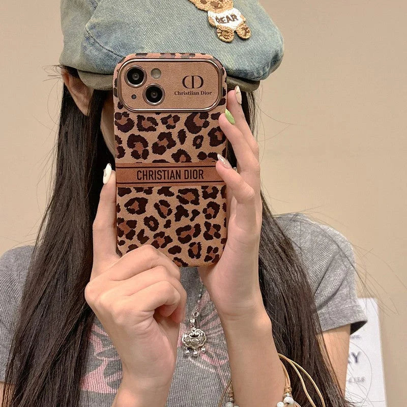 CD Brown Color Leather iPhone Case