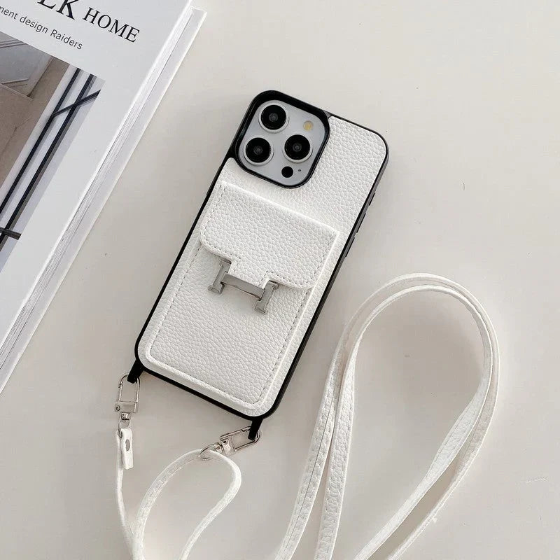 H Card Bag Leather Crossbody iPhone Case