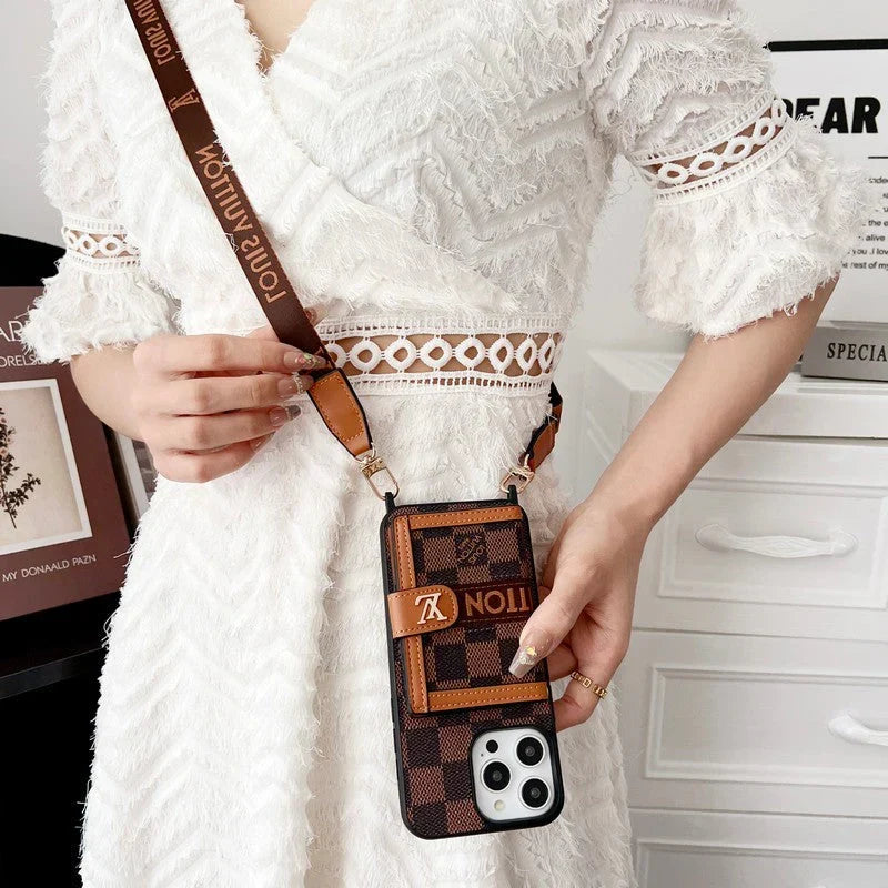 Lou Card Bag Chain Classic Brown iPhone Case