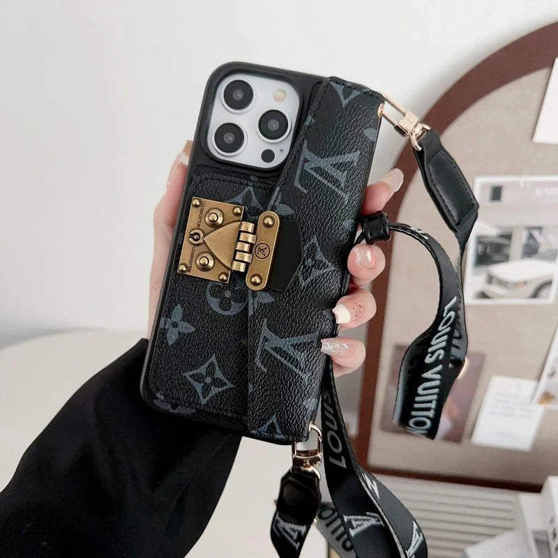 Lou Lock Card Bag Crossbody Chain iPhone Case