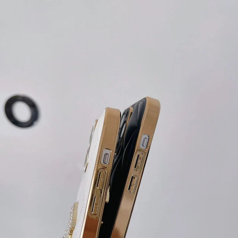 CC Black & White Leather iPhone Case