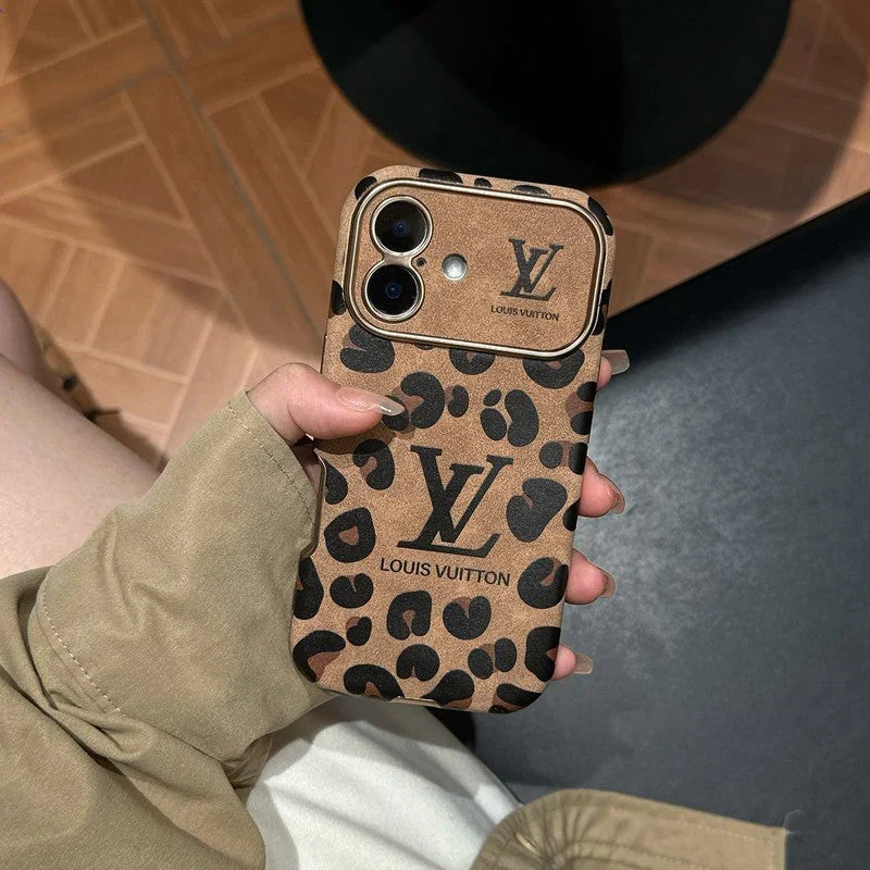 Lou Brown & Purple Color Leather iPhone Case