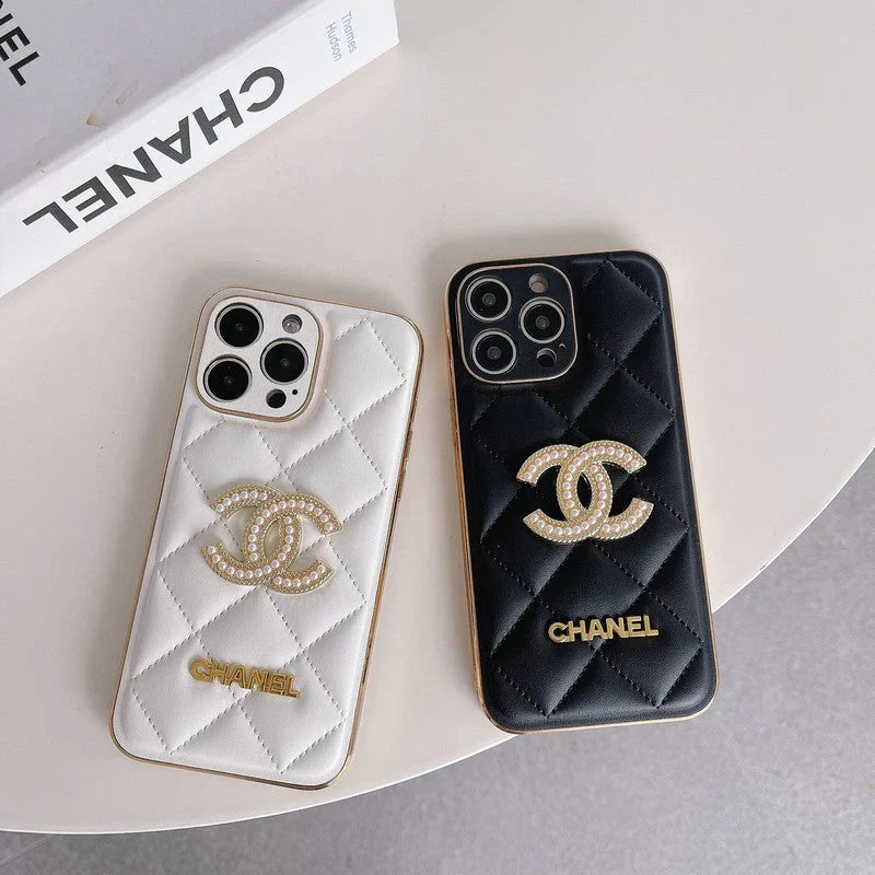 CC Black & White Leather iPhone Case
