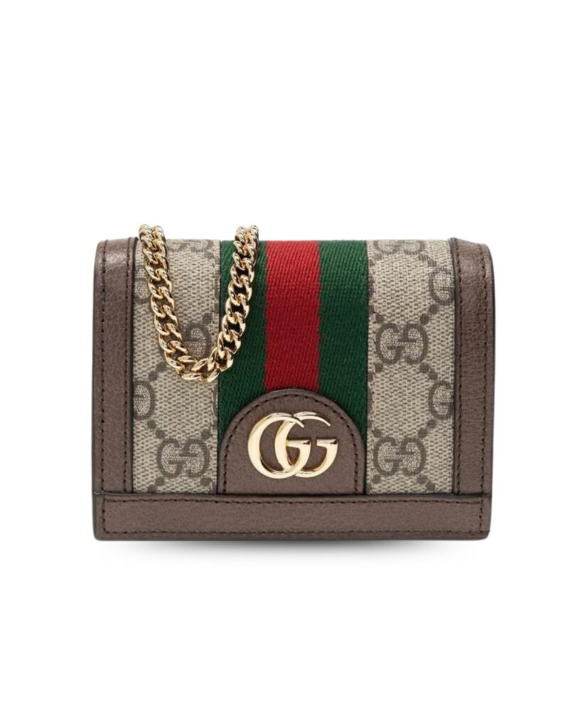 Ophidia Card Case Wallet Supreme Canvas Beige For Women‎ 4.3in/11cm 523155 96IWG 8745-1-2